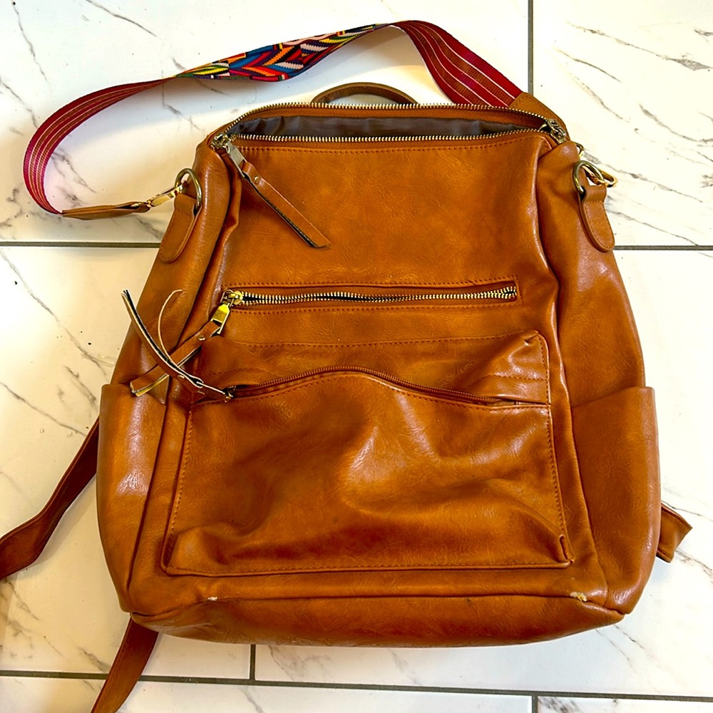 Faux Leather Backpack with shoulder strap